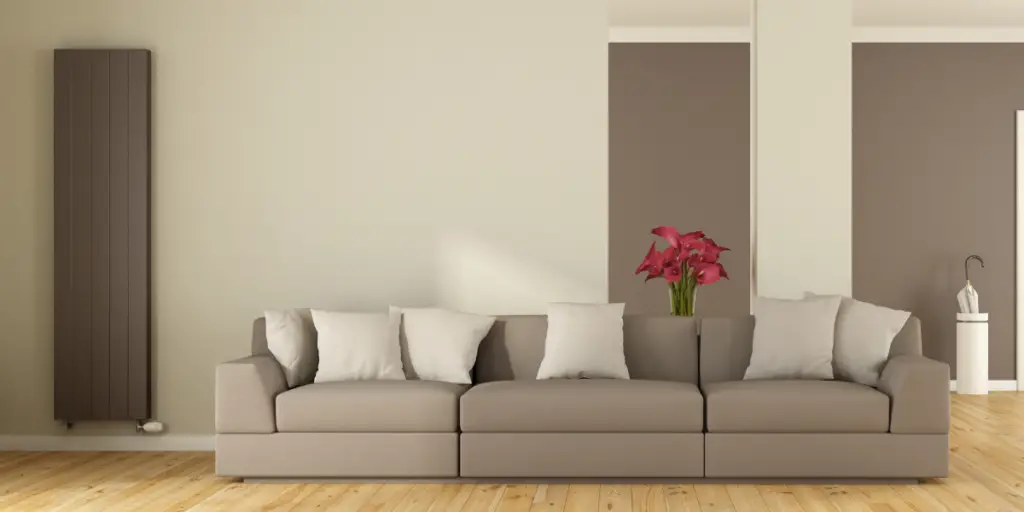 large living room with large vertical radiator