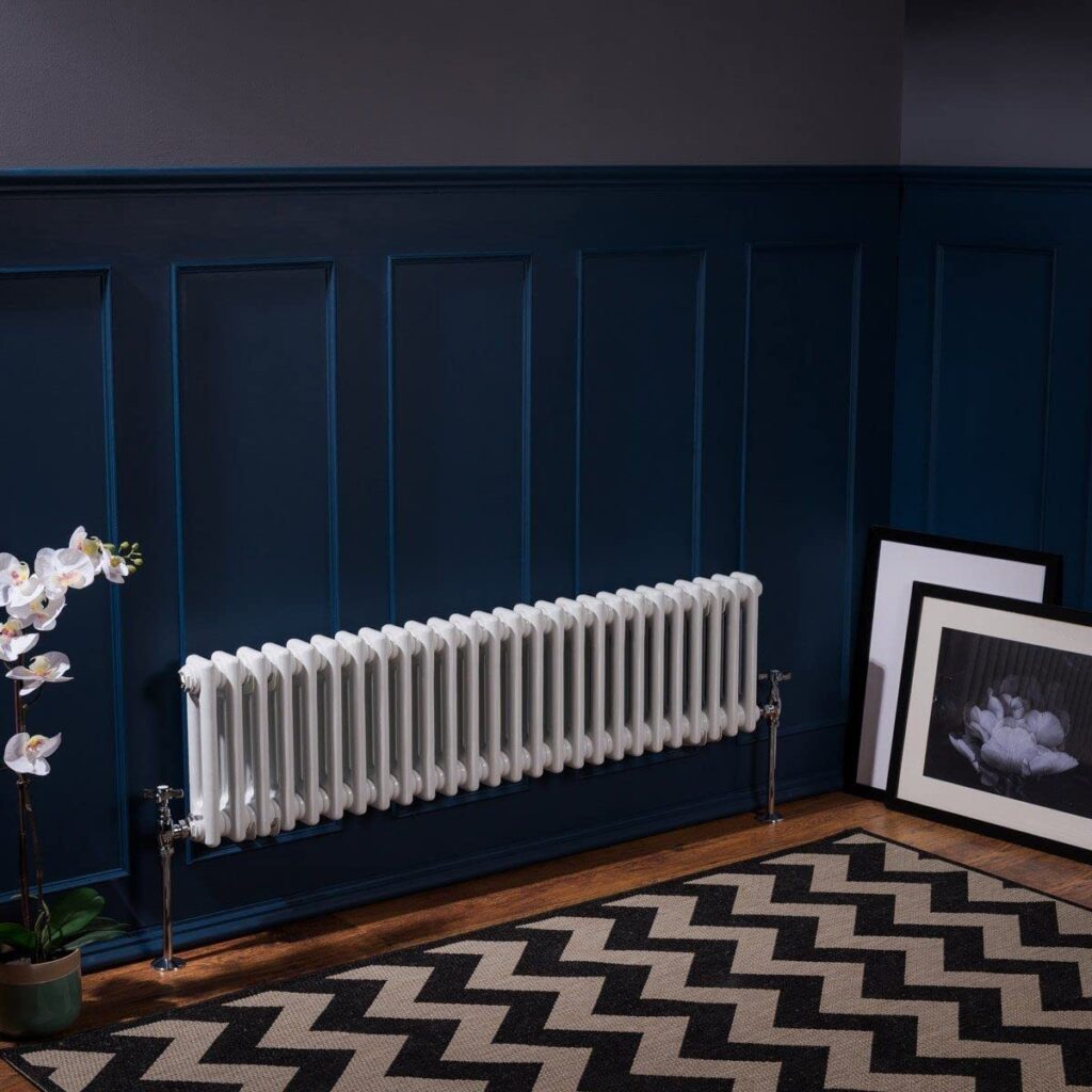 Warmehaus Traditional Double Column White Horizontal Central Heating Radiator 300 x 1190mm