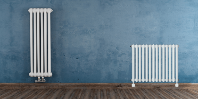 horizontal and vertical radiator on a wall