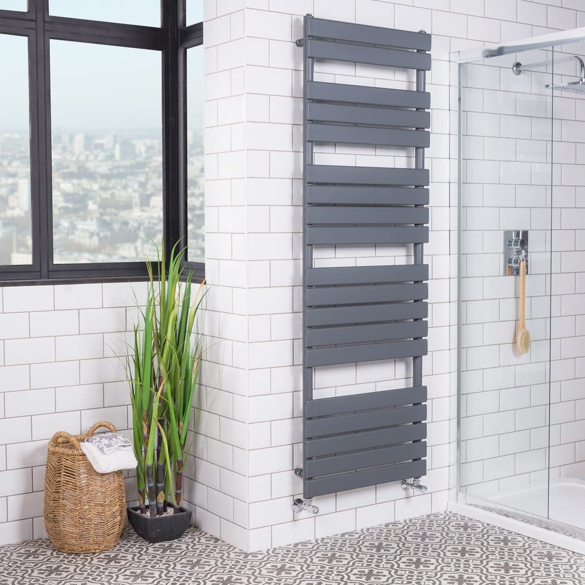 warmehaus grey designer bathroom towel rail