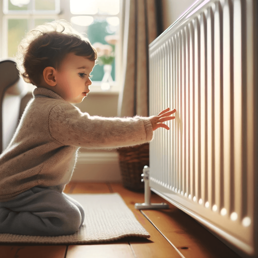 An image of a child about to touch a radiator 1