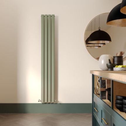 milano alpha sage green vertical designer radiator